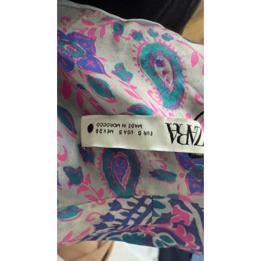 Women's Zara S Grey Purple Floral Paisley Wrap Mini Dress - Picture 5 of 7